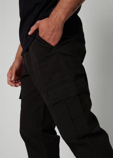 Threadbare Black Jogger Style Cargo Trousers with Stretch