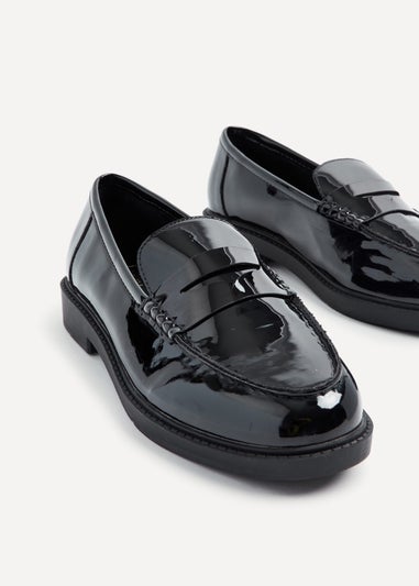 Linzi Cartia Wide Fit Black Patent Loafer