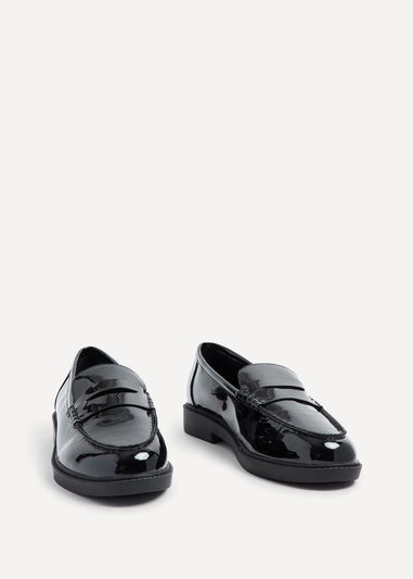 Linzi Cartia Wide Fit Black Patent Loafer