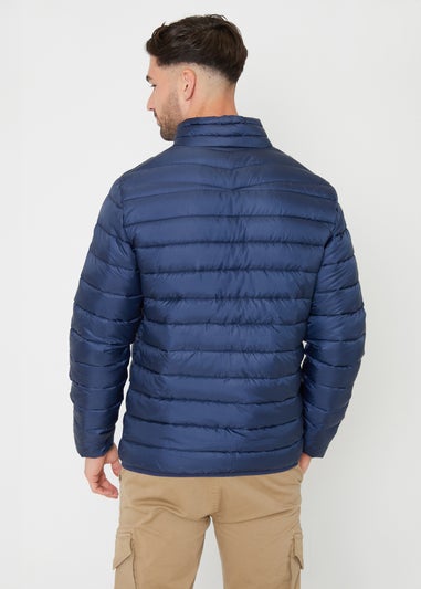 Threadbare Navy Matte Finish Padded Funnel Neck Jacket