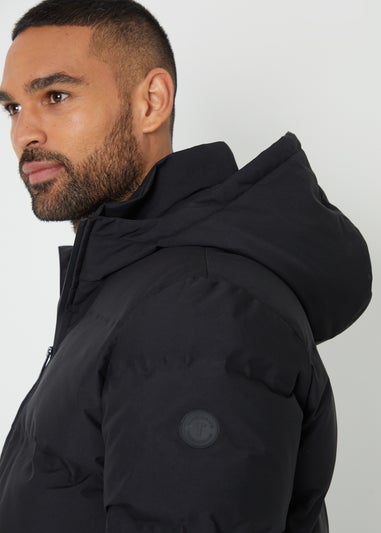 Threadbare Black Showerproof Hooded Puffer Jacket