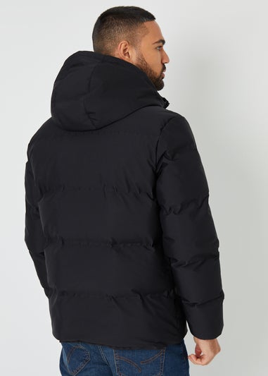 Threadbare Black Showerproof Hooded Puffer Jacket