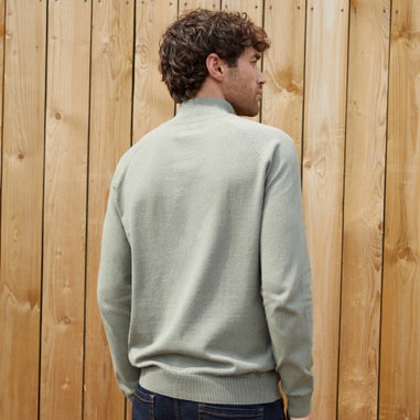 Threadbare Olive Textured Knit Quarter Zip Jumper