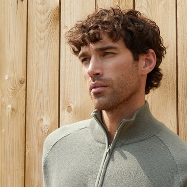 Threadbare Olive Textured Knit Quarter Zip Jumper
