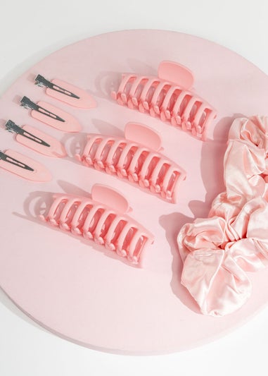 Brushworks Pink Complete Hair Clip & Scrunchie Set