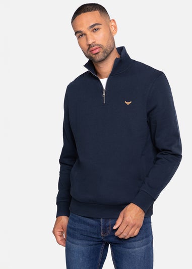 Threadbare Navy 2 Pack Quarter Zip Neck Sweatshirt