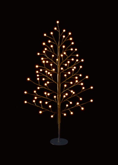 Premier Decorations Lit Black Berry Tree with 87 Warm White LEDs 120cm