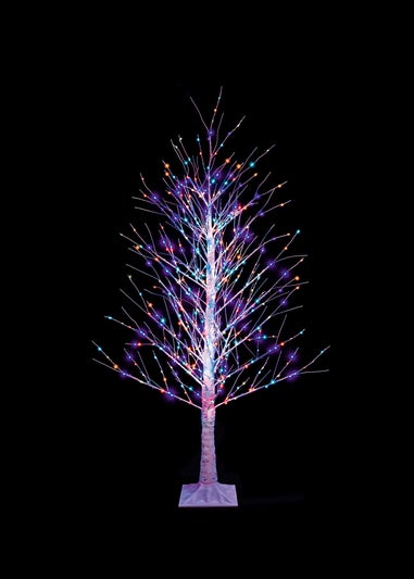 Premier Decorations Twinkling Birch Tree with 300 Rainbow LEDs 120cm