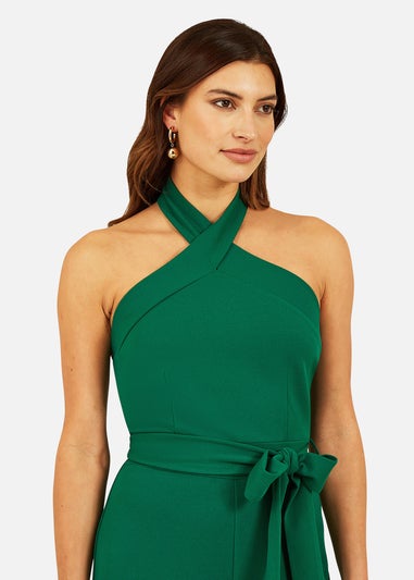 Mela Green Cross Over Halter Neck Jumpsuit