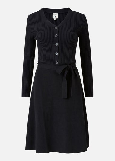 Yumi Black Knitted Skater Dress