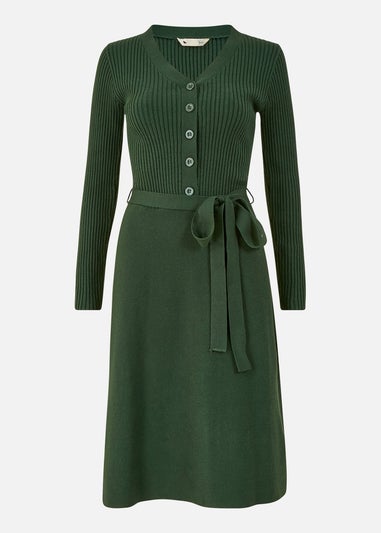 Yumi Green Knitted Skater Dress