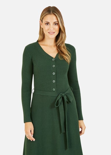 Yumi Green Knitted Skater Dress