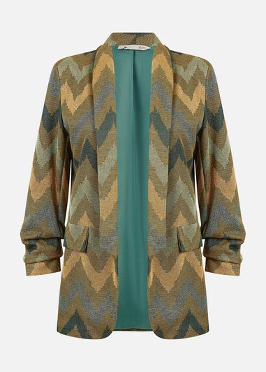 Yumi Green Chevron Relaxed Fit Blazer