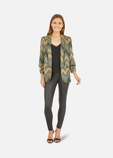 Yumi Green Chevron Relaxed Fit Blazer