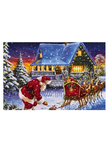 Premier Decorations Battery Operated Snowing Santa Sleigh LED Canvas 40 x 60cm