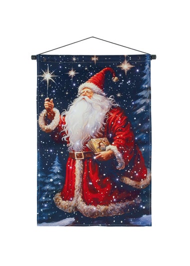 Premier Decorations Blue Santa Scene with Twinkling Fibre Optics 60 x 40cm