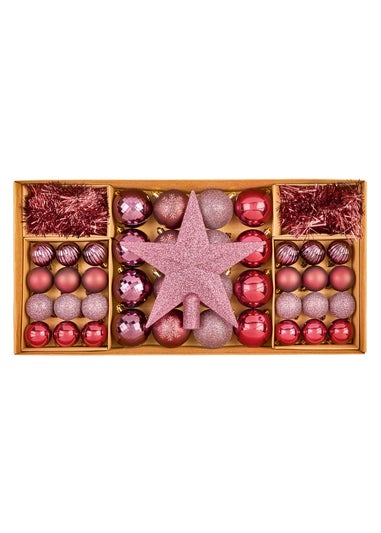 Premier Decorations 54 Piece Raspberry and Plum Christmas Tree Decorations