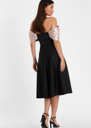 Quiz Black Bardot Midi Skater Dress