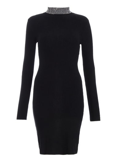 Quiz Black Diamante Embellished Dress