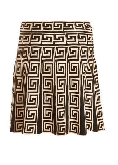 Quiz Black Knitted Geometric Mini Skirt