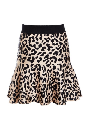 Quiz Black Leopard Print Knit Skirt