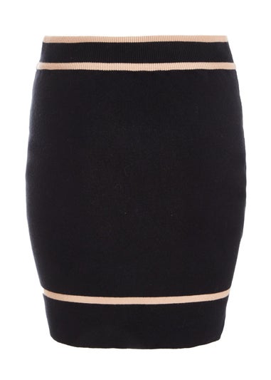 Quiz Black Knit Contrast Trim Mini Skirt