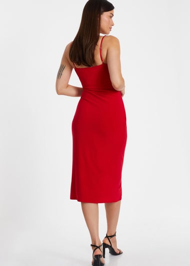 Quiz Red Diamante Strap Midi Dress