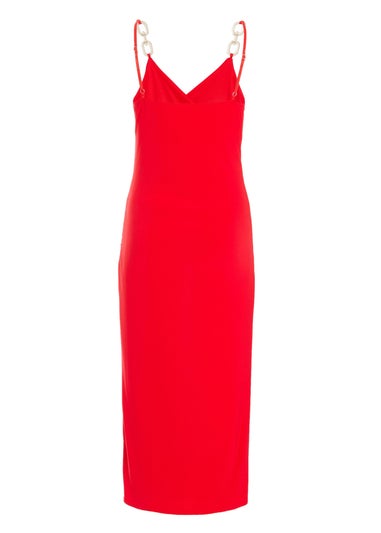 Quiz Red Diamante Strap Midi Dress