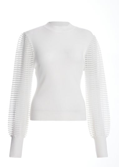 Quiz Cream High Neck Jumper