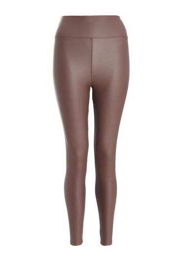 Quiz Brown Faux Leather Leggings