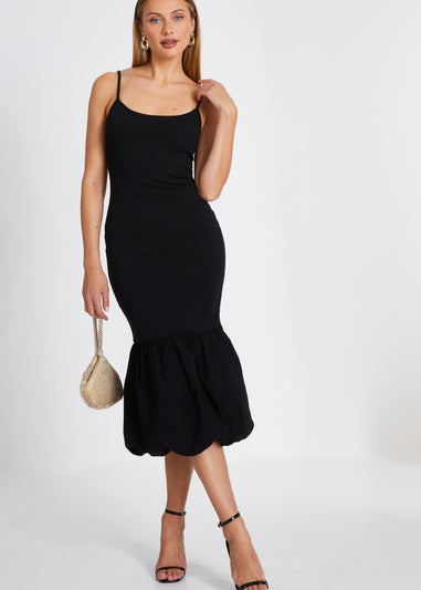 Quiz Black Puff Ball Midi Dress