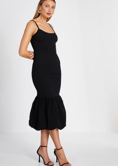 Quiz Black Puff Ball Midi Dress