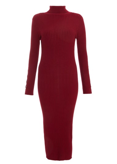 Quiz Red Knit Ribbed Jumper Dress