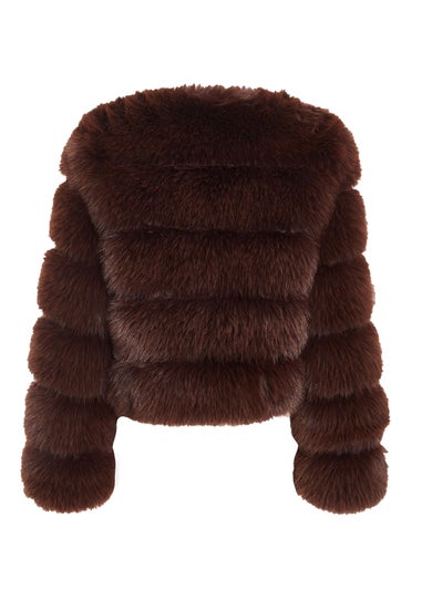 Quiz Brown Faux Fur Jacket