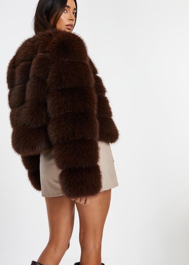 Quiz Brown Faux Fur Jacket