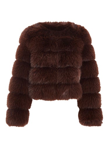 Quiz Brown Faux Fur Jacket