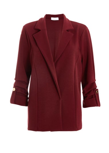 Quiz Red Ruched Sleeve Blazer