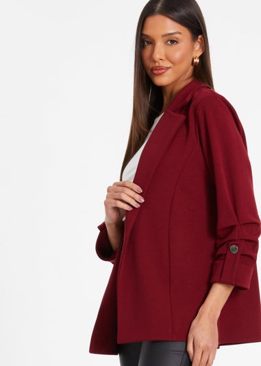 Quiz Red Ruched Sleeve Blazer