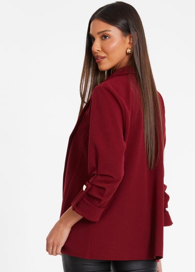 Quiz Red Ruched Sleeve Blazer