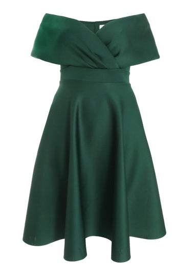 Quiz Green Curve Midi Skater Dress