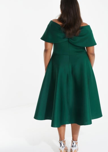 Quiz Green Curve Midi Skater Dress