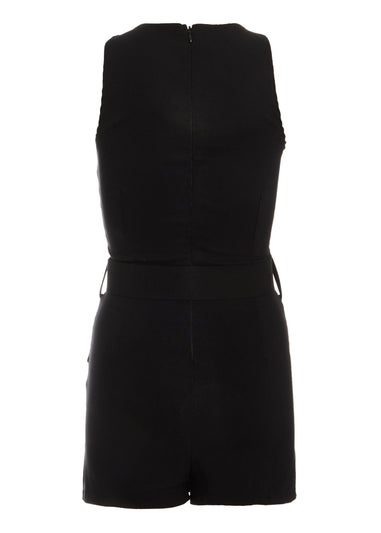 Quiz Black Pleated Skort Playsuit