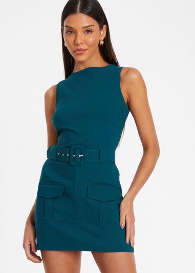 Quiz Turquoise Round Neck Skort Playsuit