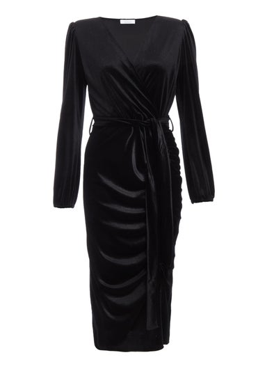 Quiz Green Velvet Ruched Midi Dress