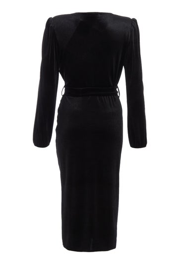 Quiz Green Velvet Ruched Midi Dress