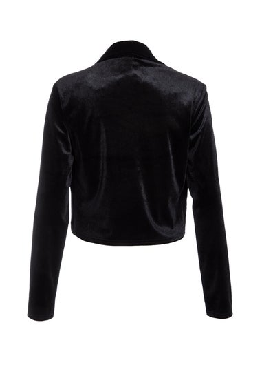 Quiz Black Velvet Cropped Jacket