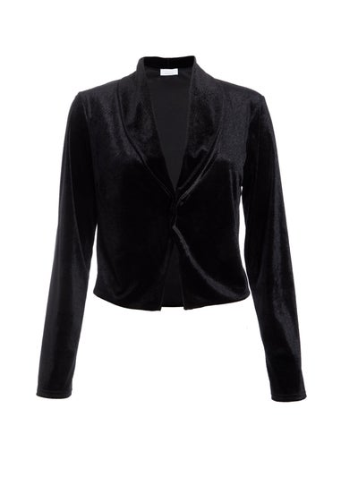 Quiz Black Velvet Cropped Jacket