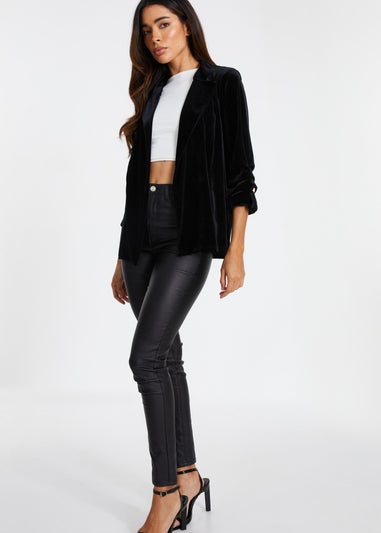 Quiz Black Velvet Blazer