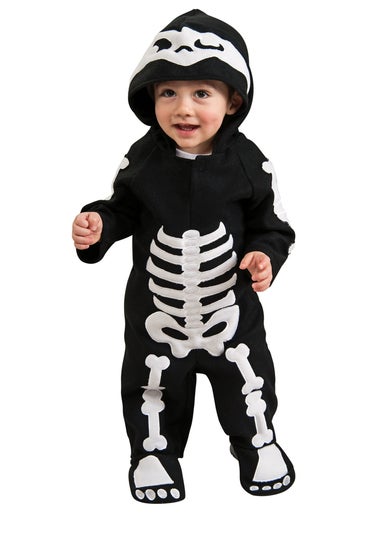 Bristol Novelty Kids Black/White Skeleton All-In-One Halloween Costume (1-3yrs)