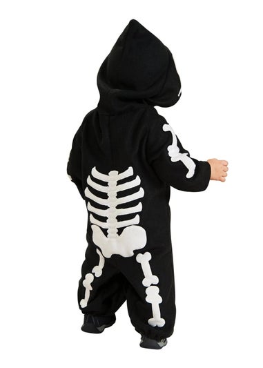 Bristol Novelty Kids Black/White Skeleton All-In-One Halloween Costume (1-3yrs)